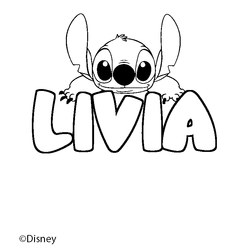 Coloraci&oacute;n del nombre LIVIA - decorado Stitch