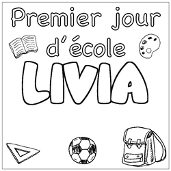Coloraci&oacute;n del nombre LIVIA - decorado primer d&iacute;a de escuela