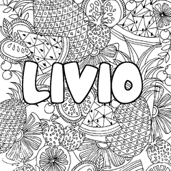 Coloraci&oacute;n del nombre LIVIO - decorado mandala de frutas