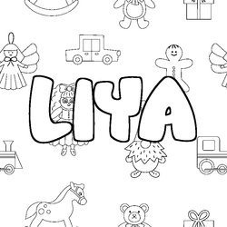 Coloraci&oacute;n del nombre LIYA - decorado juguetes