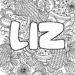 Coloraci&oacute;n del nombre LIZ - decorado mandala de frutas
