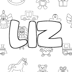 Coloraci&oacute;n del nombre LIZ - decorado juguetes