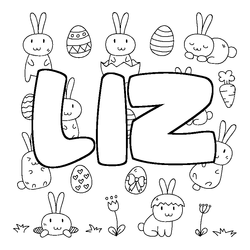 Coloraci&oacute;n del nombre LIZ - decorado Pascua