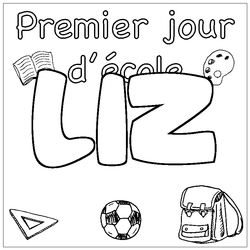 Coloraci&oacute;n del nombre LIZ - decorado primer d&iacute;a de escuela