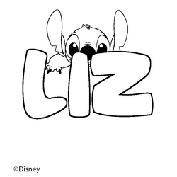 Coloraci&oacute;n del nombre LIZ - decorado Stitch