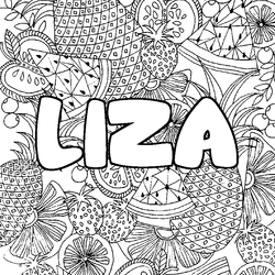 Coloraci&oacute;n del nombre LIZA - decorado mandala de frutas