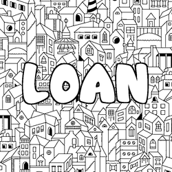 Coloraci&oacute;n del nombre LOAN - decorado ciudad