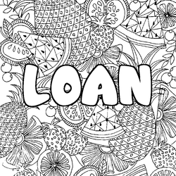 Coloraci&oacute;n del nombre LOAN - decorado mandala de frutas