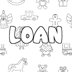 Coloraci&oacute;n del nombre LOAN - decorado juguetes