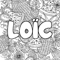 Coloraci&oacute;n del nombre LO&Iuml;C - decorado mandala de frutas