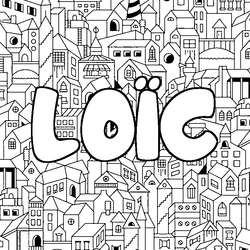 Coloraci&oacute;n del nombre LO&Iuml;C - decorado ciudad