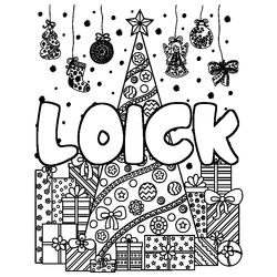 Coloraci&oacute;n del nombre LOICK - decorado &aacute;rbol de Navidad y regalos