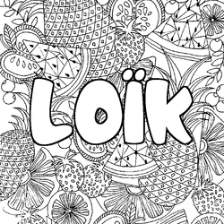 Coloraci&oacute;n del nombre LO&Iuml;K - decorado mandala de frutas