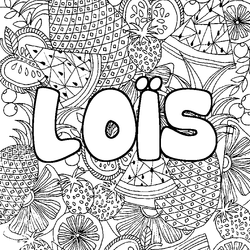Coloraci&oacute;n del nombre LO&Iuml;S - decorado mandala de frutas
