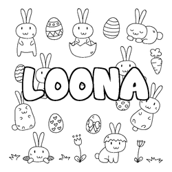 Coloraci&oacute;n del nombre LOONA - decorado Pascua