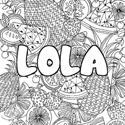 Coloraci&oacute;n del nombre LOLA - decorado mandala de frutas