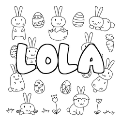 Coloraci&oacute;n del nombre LOLA - decorado Pascua