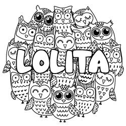Coloraci&oacute;n del nombre LOLITA - decorado b&uacute;hos