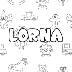 Coloraci&oacute;n del nombre LORNA - decorado juguetes