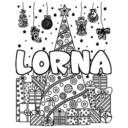 Coloraci&oacute;n del nombre LORNA - decorado &aacute;rbol de Navidad y regalos