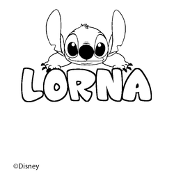 Coloraci&oacute;n del nombre LORNA - decorado Stitch