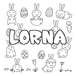 Coloraci&oacute;n del nombre LORNA - decorado Pascua