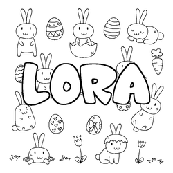 Coloraci&oacute;n del nombre LORA - decorado Pascua