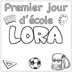 Coloraci&oacute;n del nombre LORA - decorado primer d&iacute;a de escuela