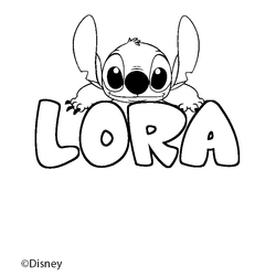 Coloraci&oacute;n del nombre LORA - decorado Stitch