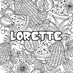 Coloraci&oacute;n del nombre LORETTE - decorado mandala de frutas