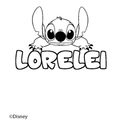 Coloraci&oacute;n del nombre LORELEI - decorado Stitch