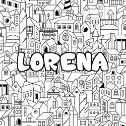 Coloraci&oacute;n del nombre LORENA - decorado ciudad