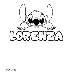 Coloraci&oacute;n del nombre LORENZA - decorado Stitch