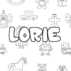 Coloraci&oacute;n del nombre LORIE - decorado juguetes