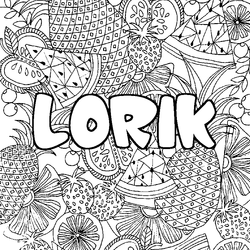 Coloraci&oacute;n del nombre LORIK - decorado mandala de frutas