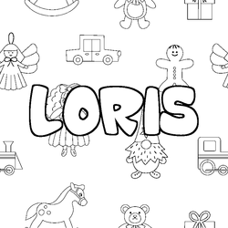 Coloraci&oacute;n del nombre LORIS - decorado juguetes