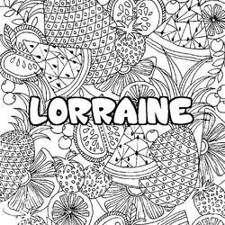 Coloraci&oacute;n del nombre LORRAINE - decorado mandala de frutas
