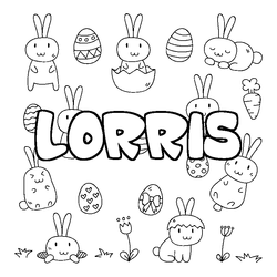 Coloraci&oacute;n del nombre LORRIS - decorado Pascua