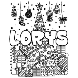 Coloraci&oacute;n del nombre LORYS - decorado &aacute;rbol de Navidad y regalos