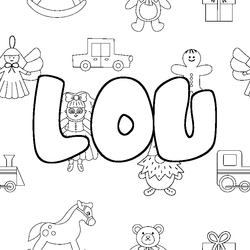Coloraci&oacute;n del nombre LOU - decorado juguetes