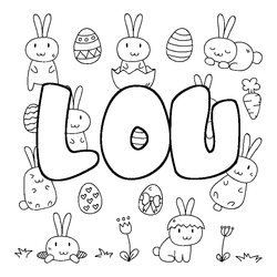 Coloraci&oacute;n del nombre LOU - decorado Pascua