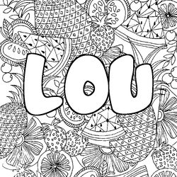 Coloraci&oacute;n del nombre LOU - decorado mandala de frutas