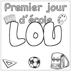Coloraci&oacute;n del nombre LOU - decorado primer d&iacute;a de escuela
