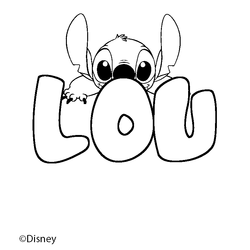 Coloraci&oacute;n del nombre LOU - decorado Stitch