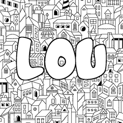 Coloraci&oacute;n del nombre LOU - decorado ciudad