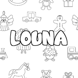 Coloraci&oacute;n del nombre LOUNA - decorado juguetes