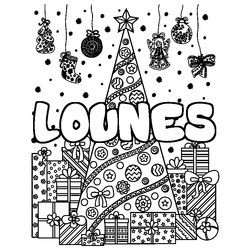 Coloraci&oacute;n del nombre LOUNES - decorado &aacute;rbol de Navidad y regalos