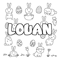 Coloraci&oacute;n del nombre LOUAN - decorado Pascua