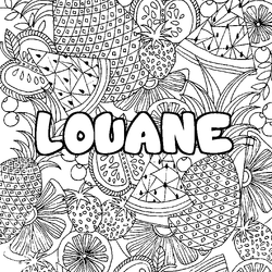 Coloraci&oacute;n del nombre LOUANE - decorado mandala de frutas