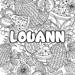 Coloraci&oacute;n del nombre LOUANN - decorado mandala de frutas